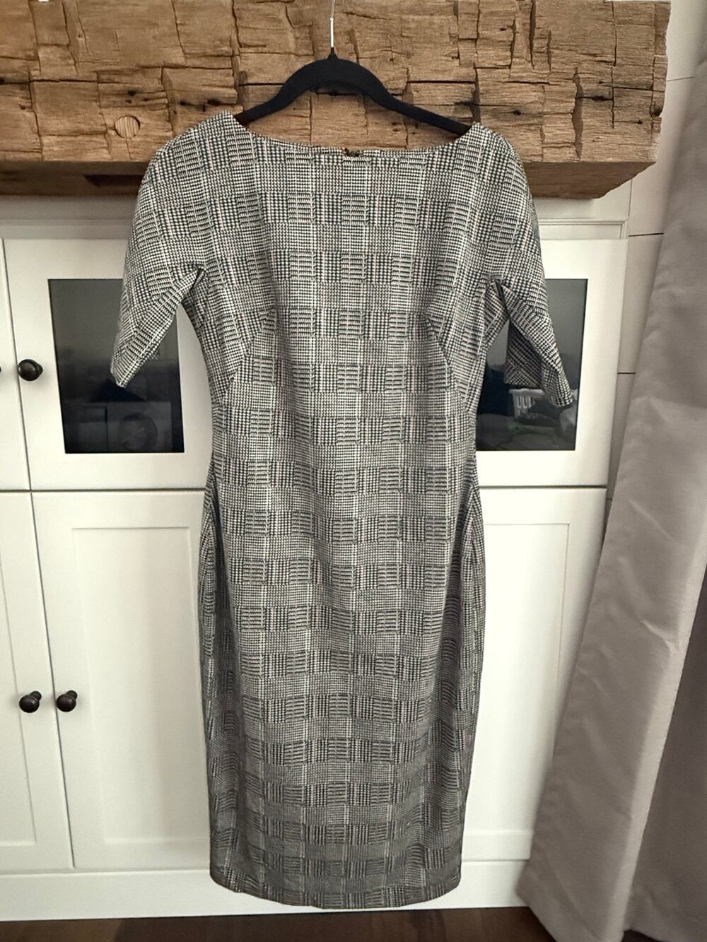 Maggy London Houndstooth Plaid Pencil Dress Sz 4 Sheath Career Workwear